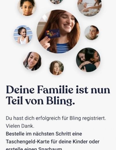 Bling Card App Registrierung Fertig