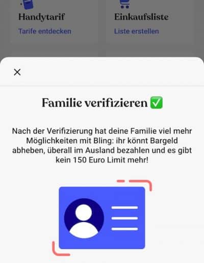 Bling Card Verifizierung