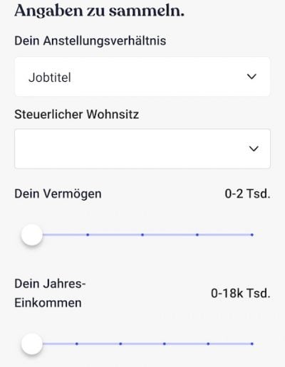 Bling Card Verifizierung weitere Daten